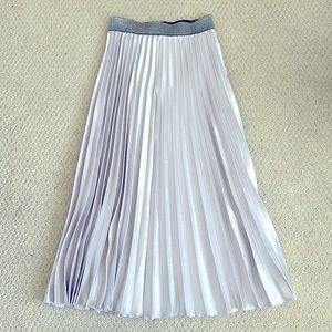 Pleated silver midi skirt